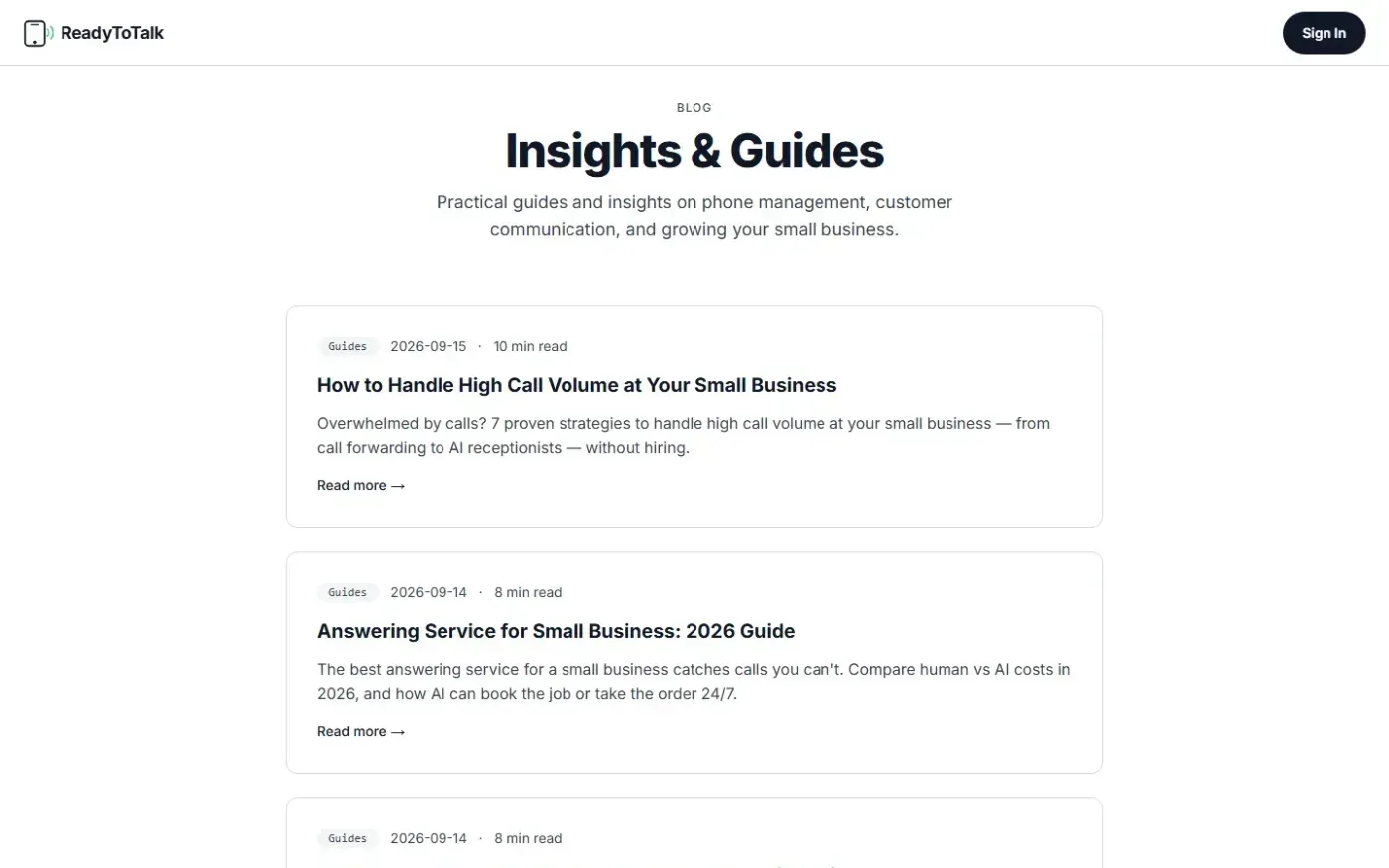 Readyto — Blog page
