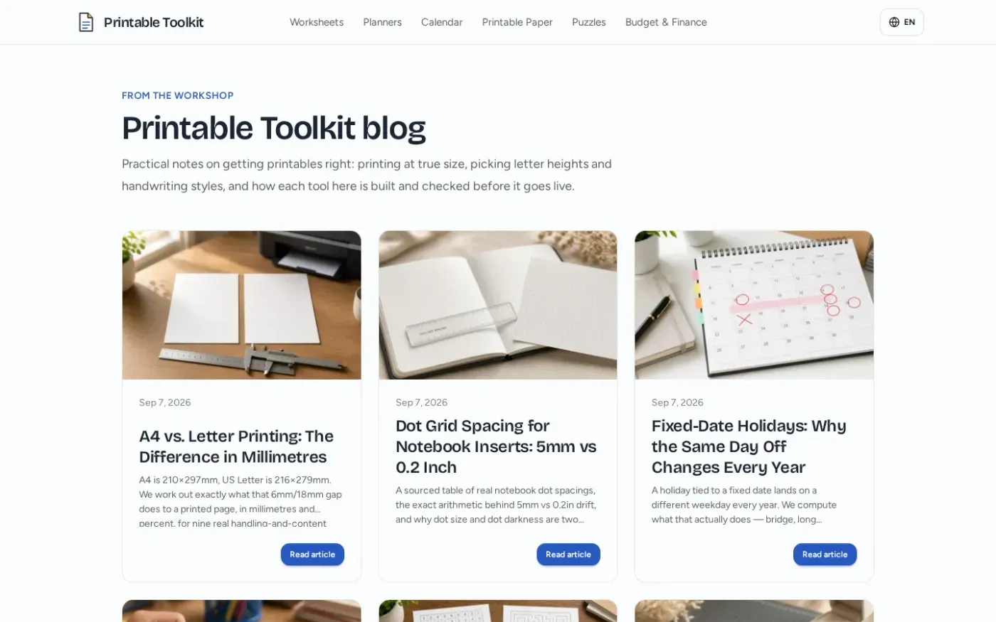 Printabletoolkit — Blog page