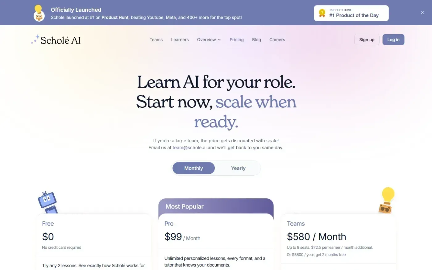 Scholé Scenarios — Learn by doing — Pricing page