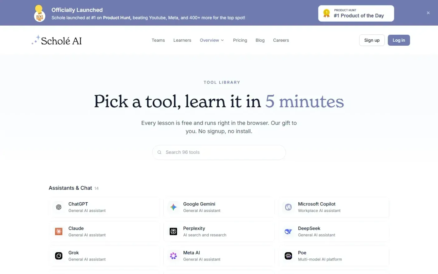Scholé Scenarios — Learn by doing — Tools page
