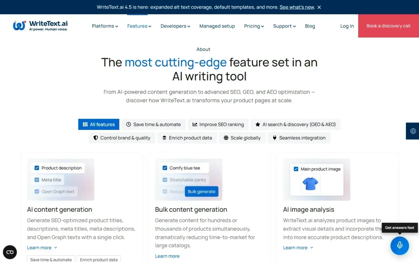 Writetext — Features page