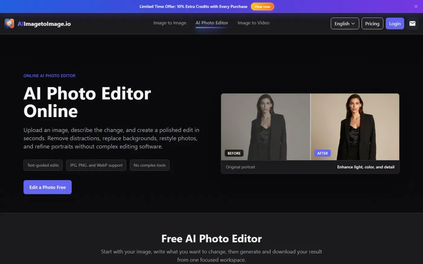 Aiimagetoimage — Ai photo editor page
