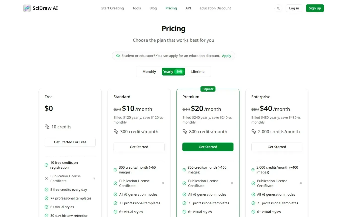 Sci-draw — Pricing page