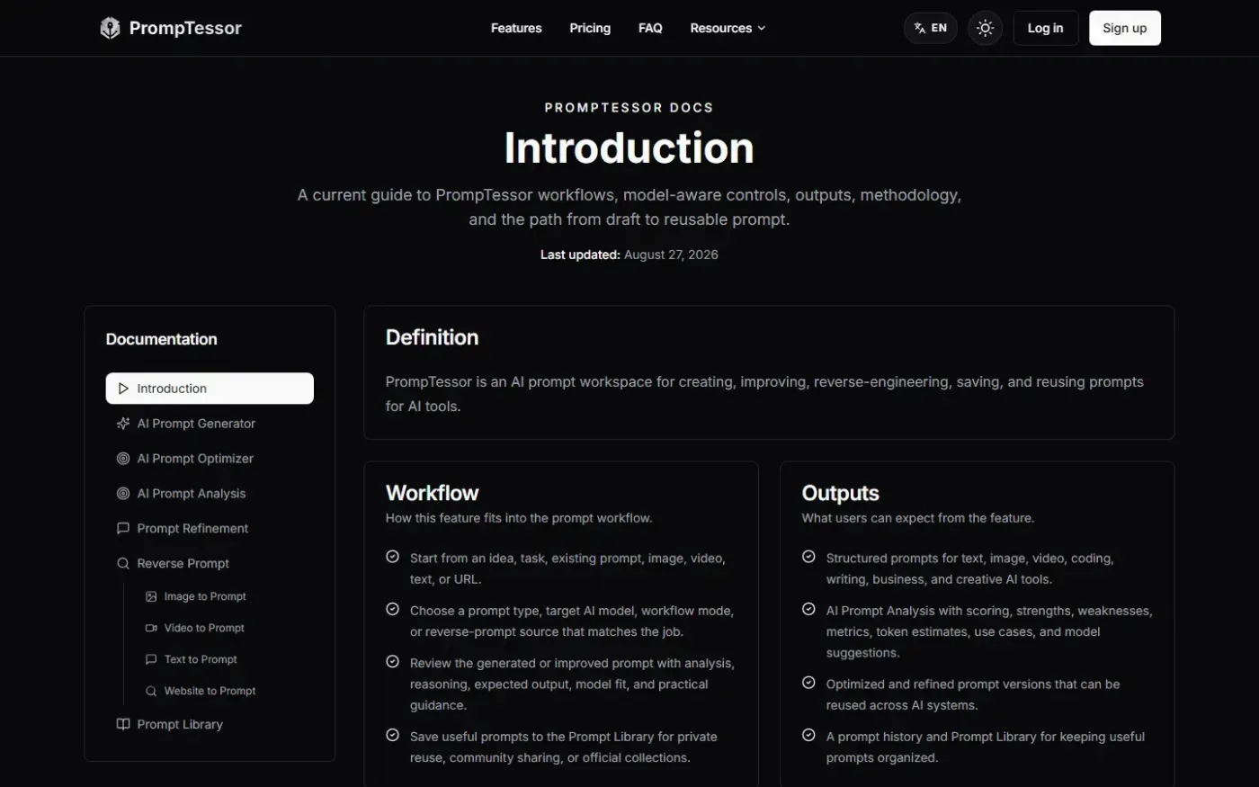 Promptessor — Docs page