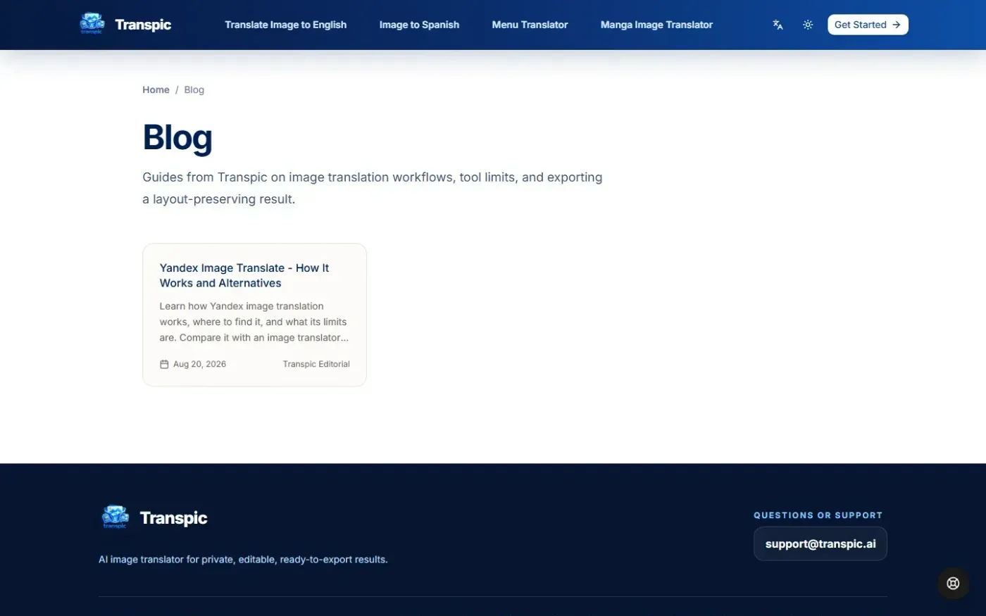 Transpic — Blog page