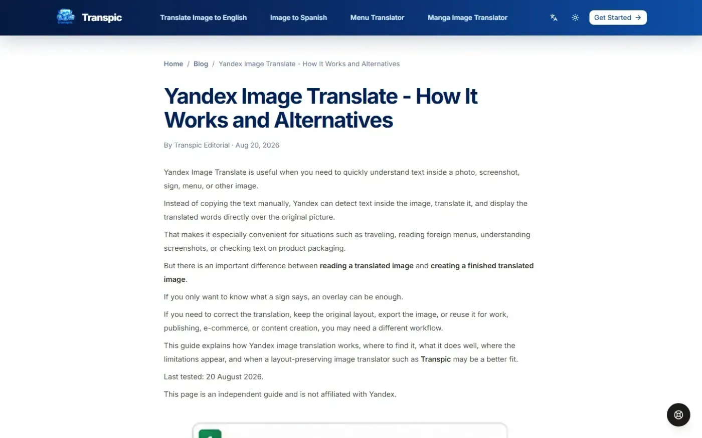Transpic — Blog page