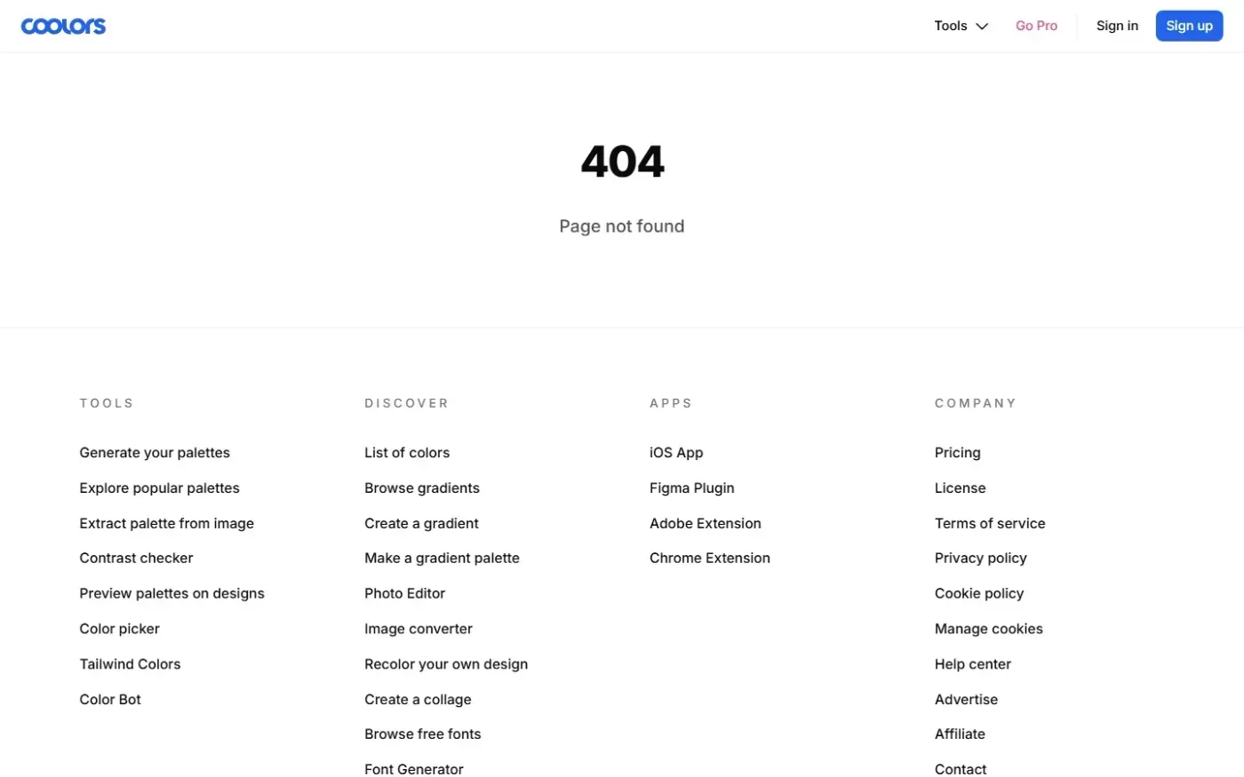 Coolors — Labels page