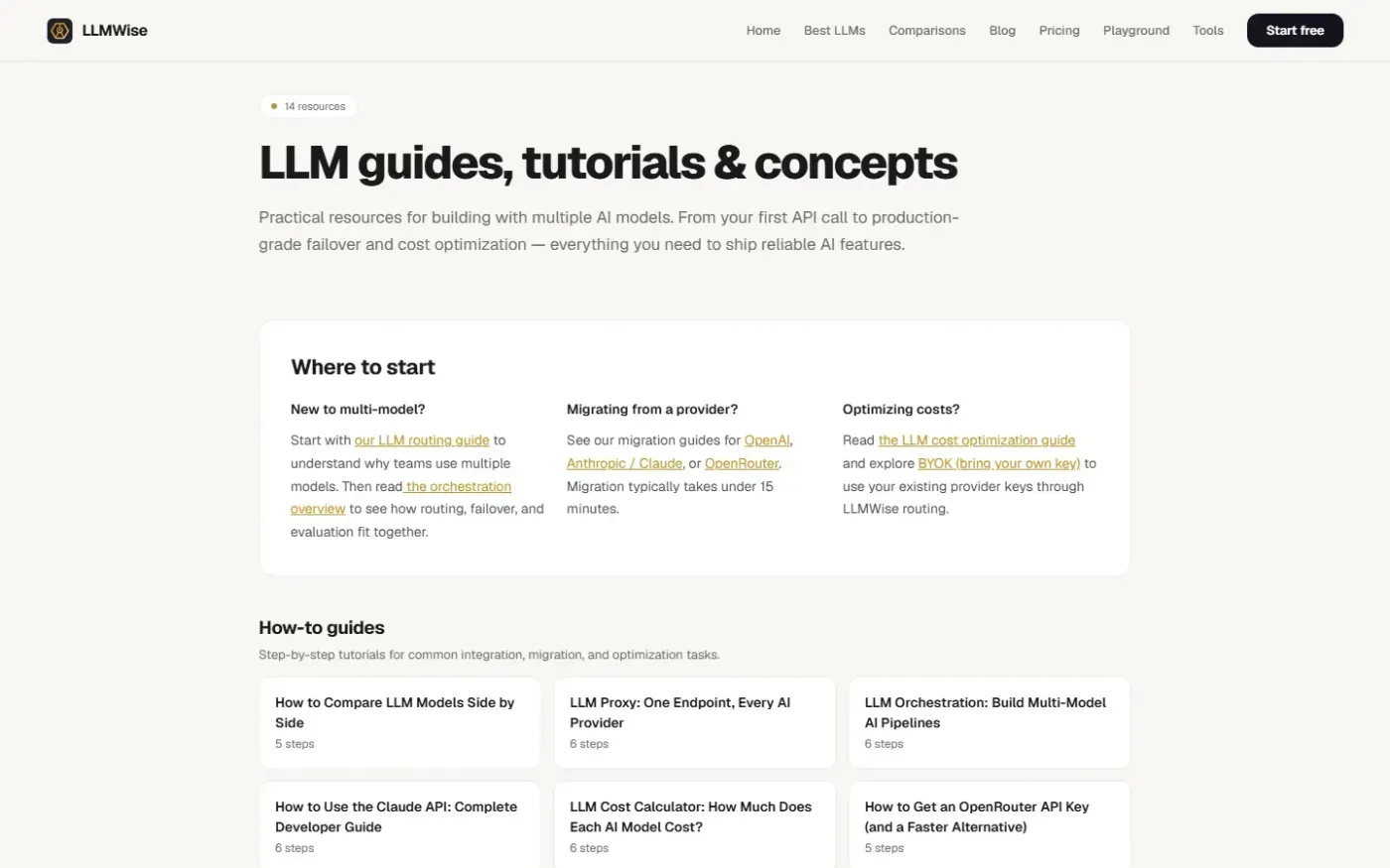 Llmwise — Guides page