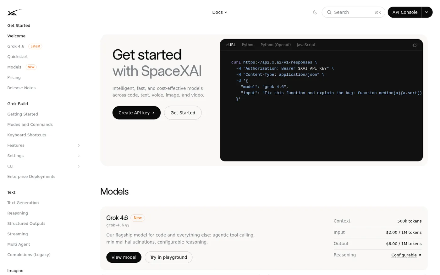 Grok 4.5 — SpaceXAI's model for coding, agentic tasks & knowledge work — Home page