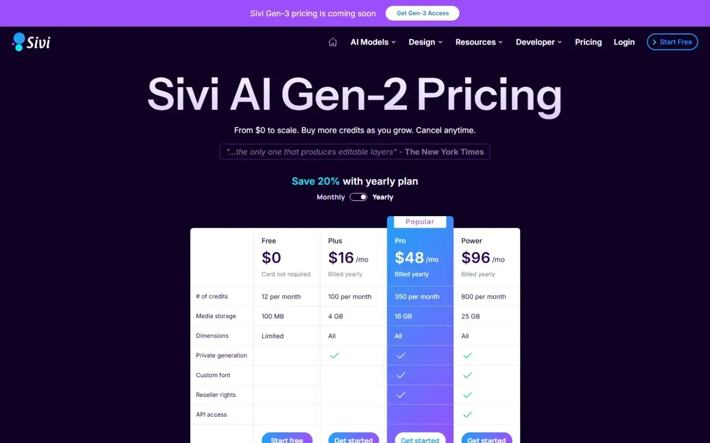 Sivi — Pricing page