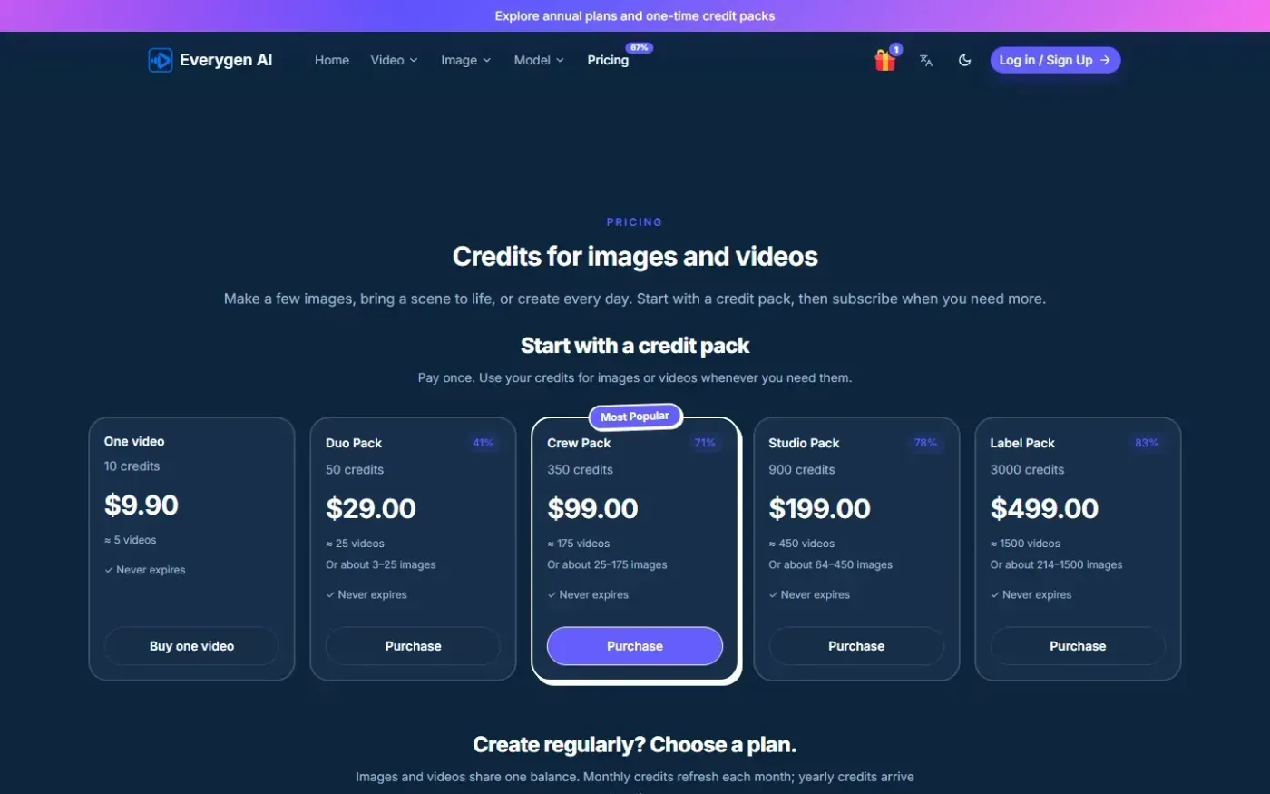 Everygenai — Pricing page