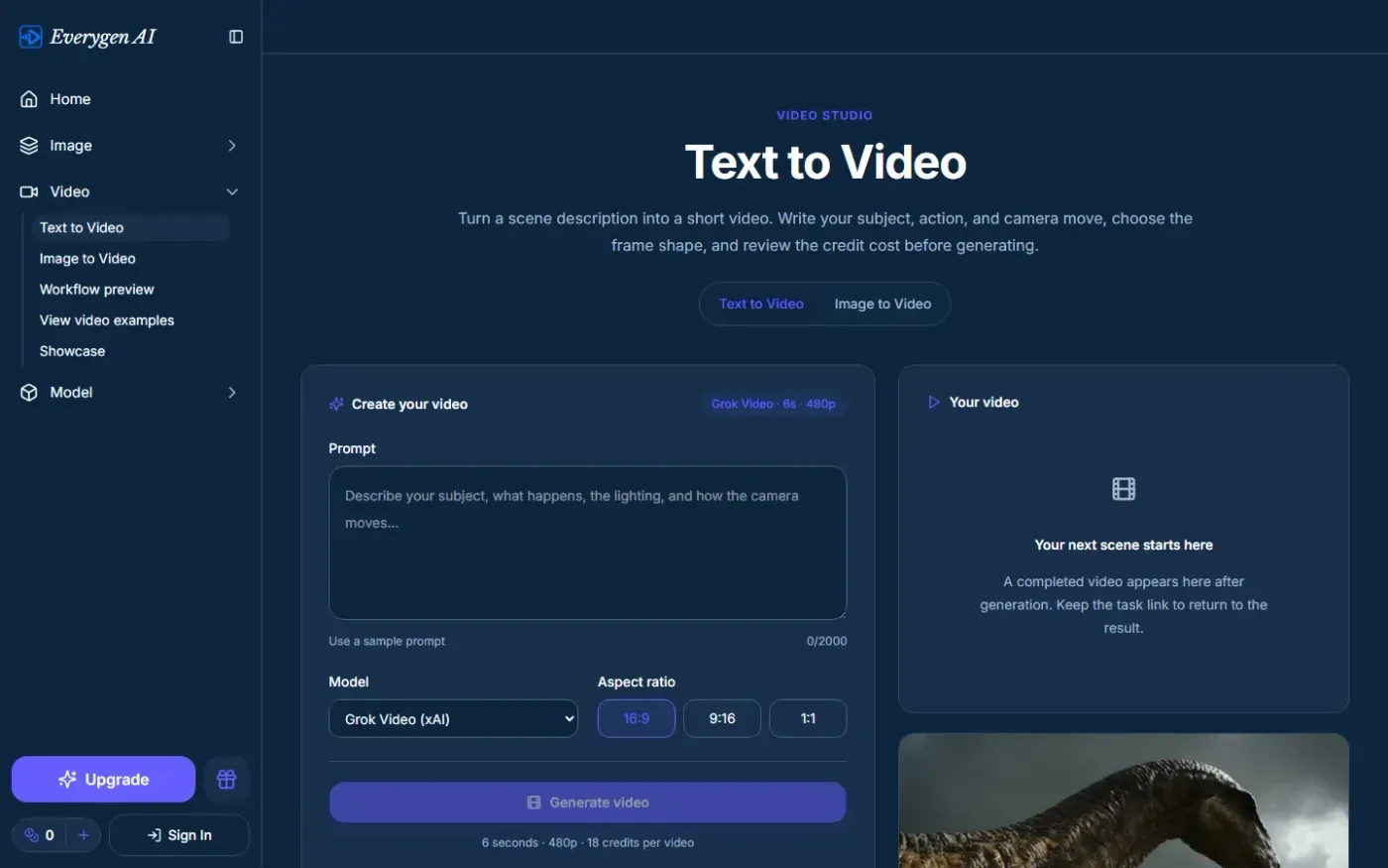 Everygenai — Video page