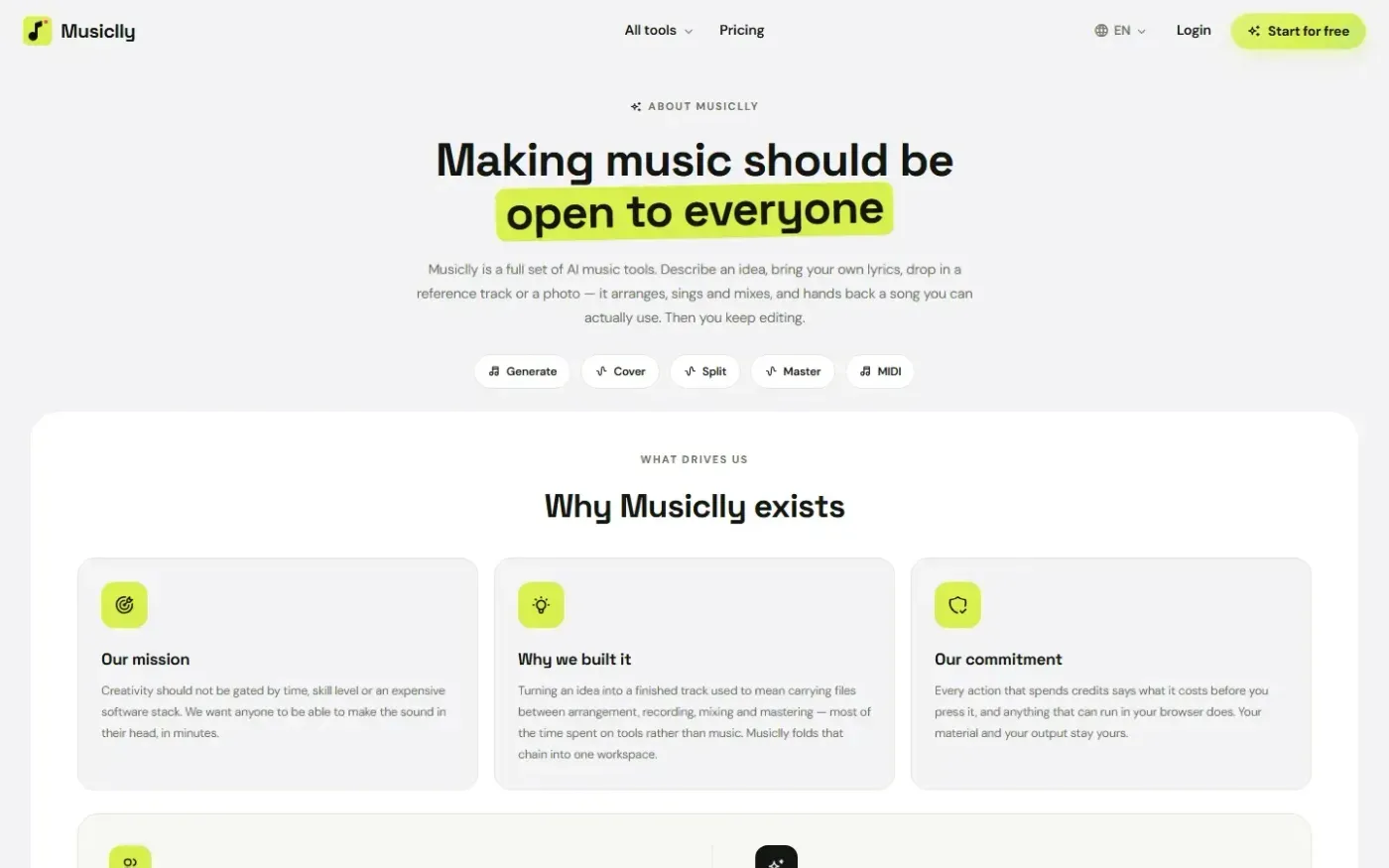 Musiclly — About page