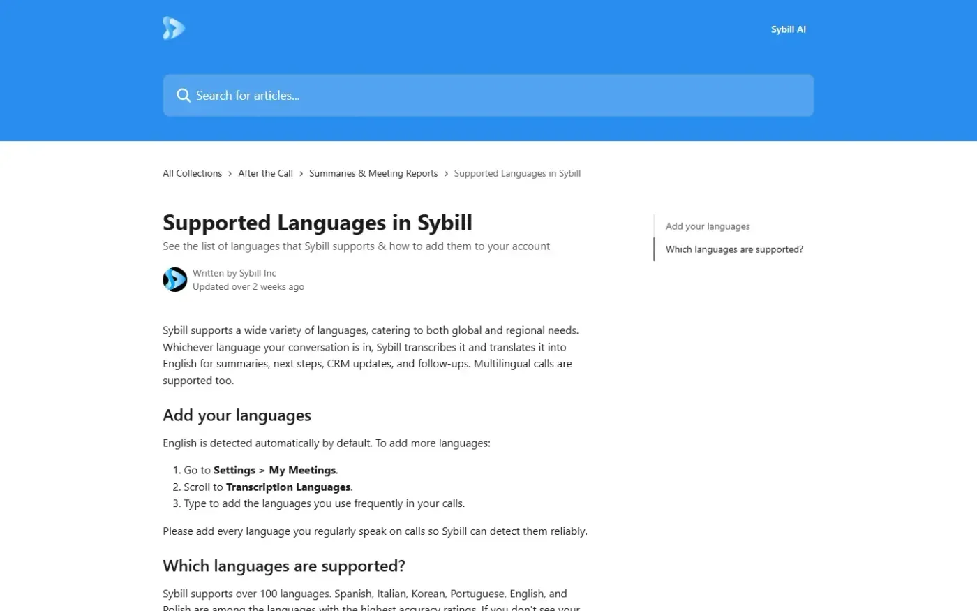 Sybill — Articles page