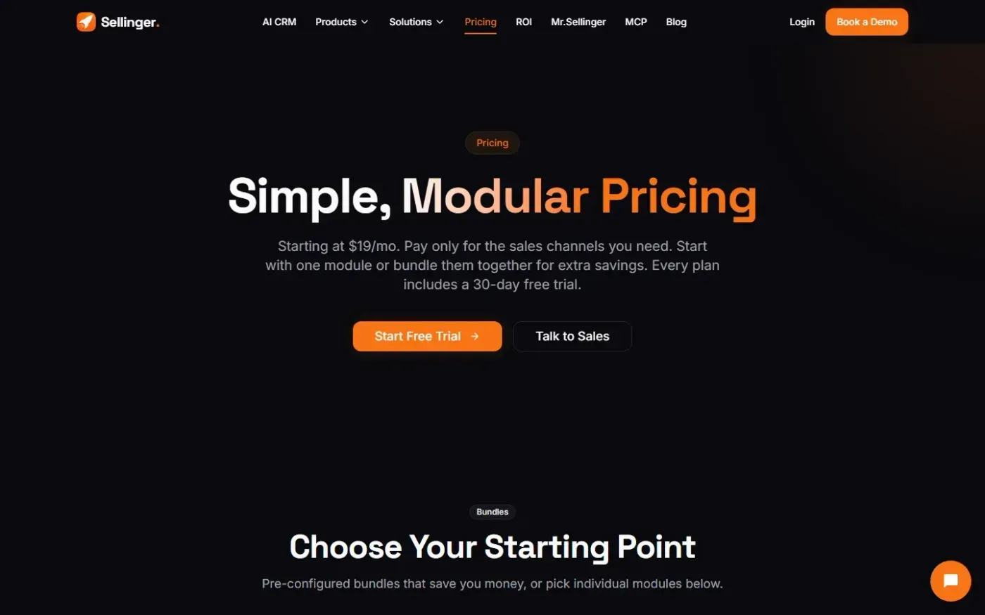Sellinger — Pricing page