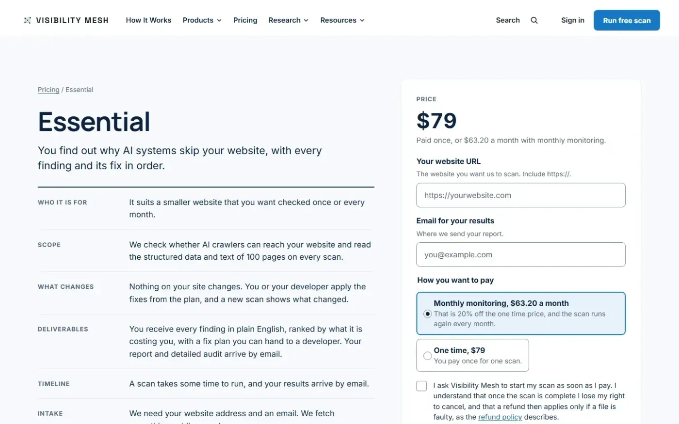 Visibilitymesh — Products page