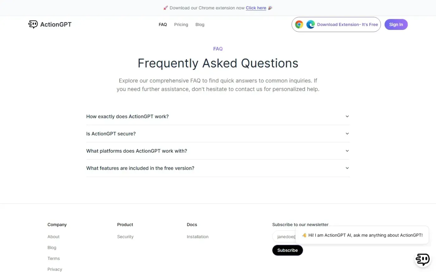 Actiongpt — Faq page