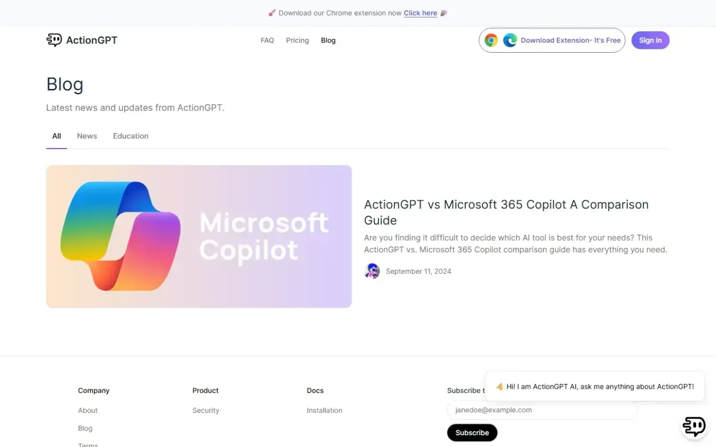 Actiongpt — Blog page