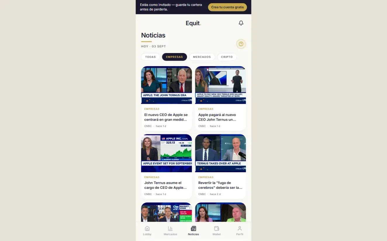 Equit — Noticias page