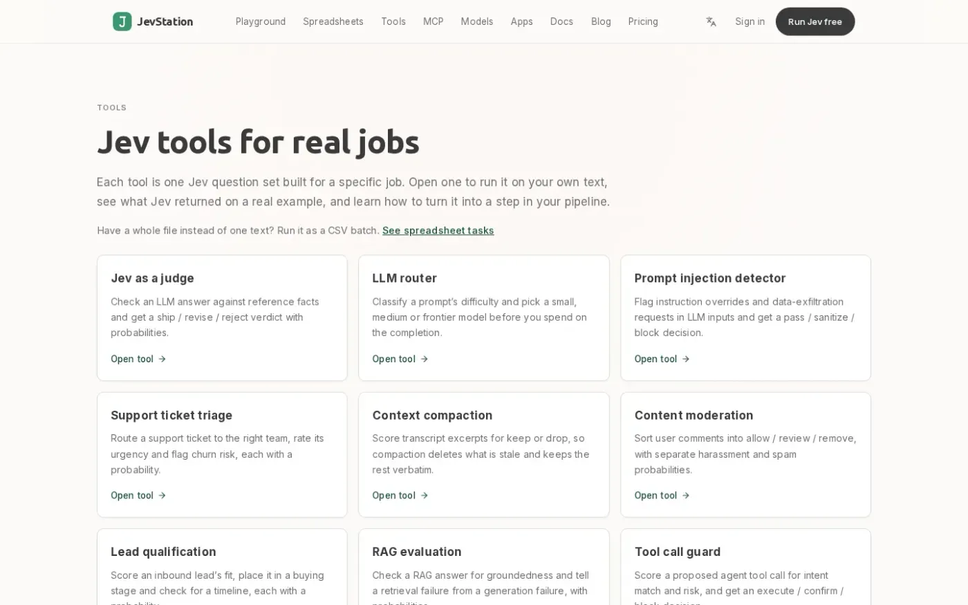 Jevstation — Tools page