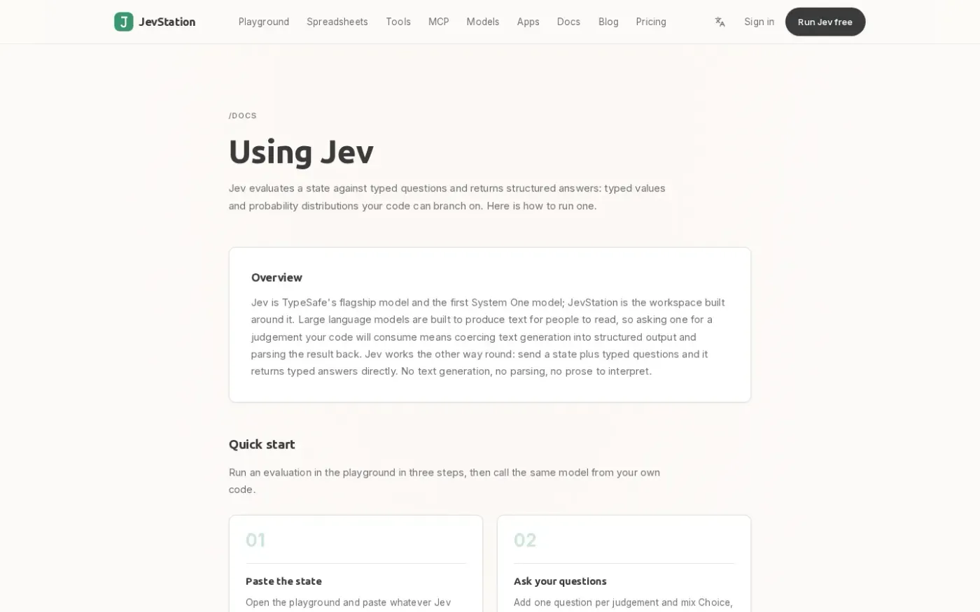 Jevstation — Docs page