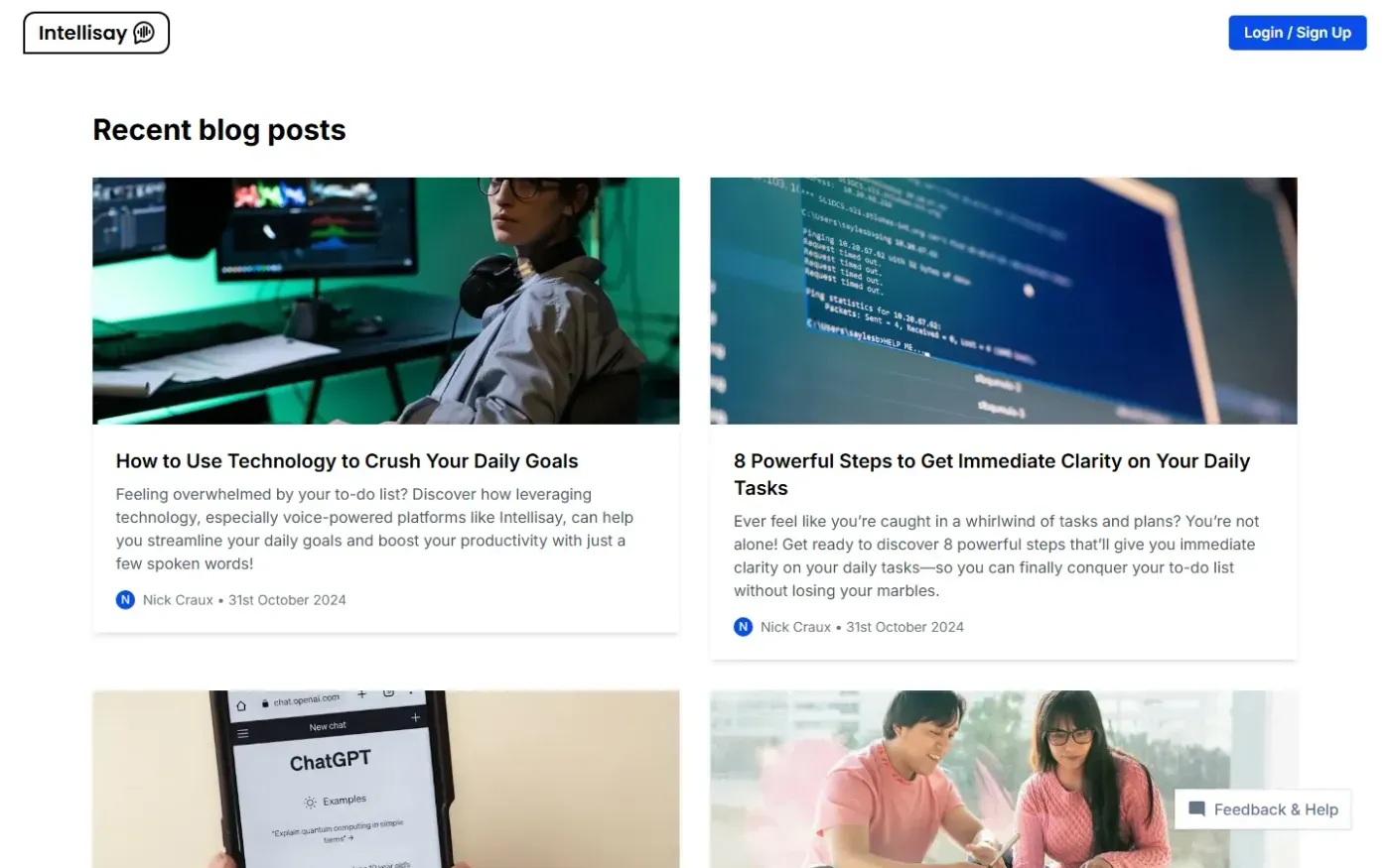Intellisay — Blog page