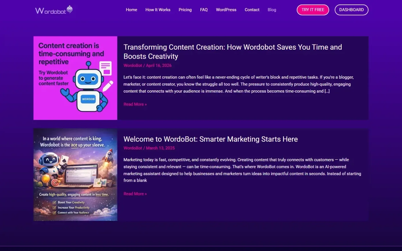 Wordobot — Blog page