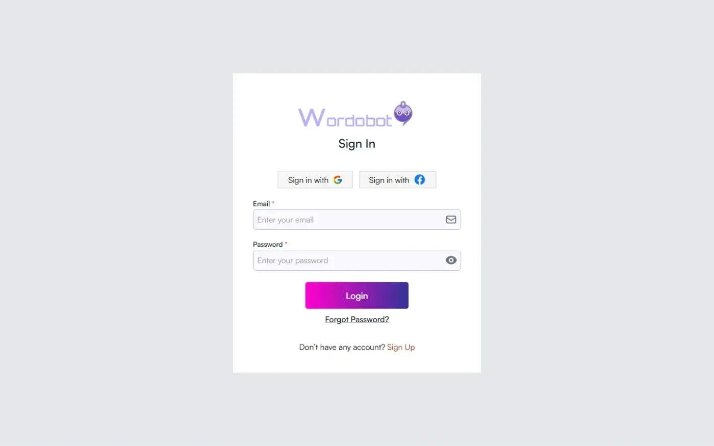 Wordobot — Subscriptions page