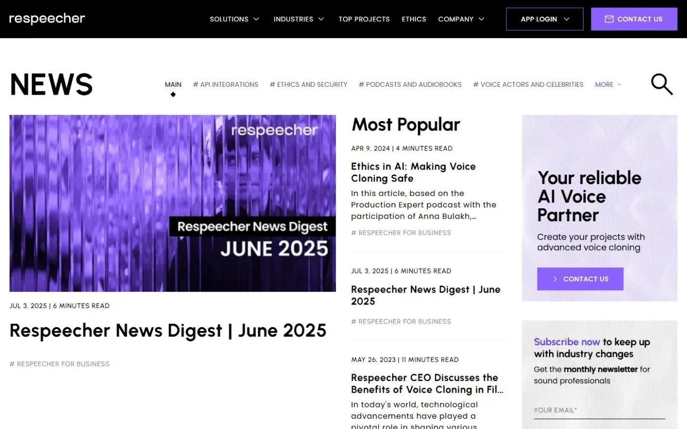 Respeecher — News page