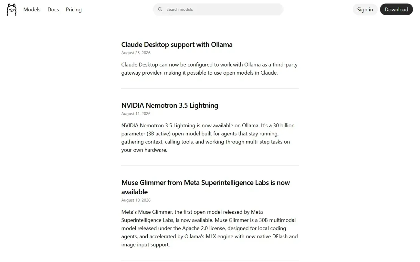 Ollama — Blog page