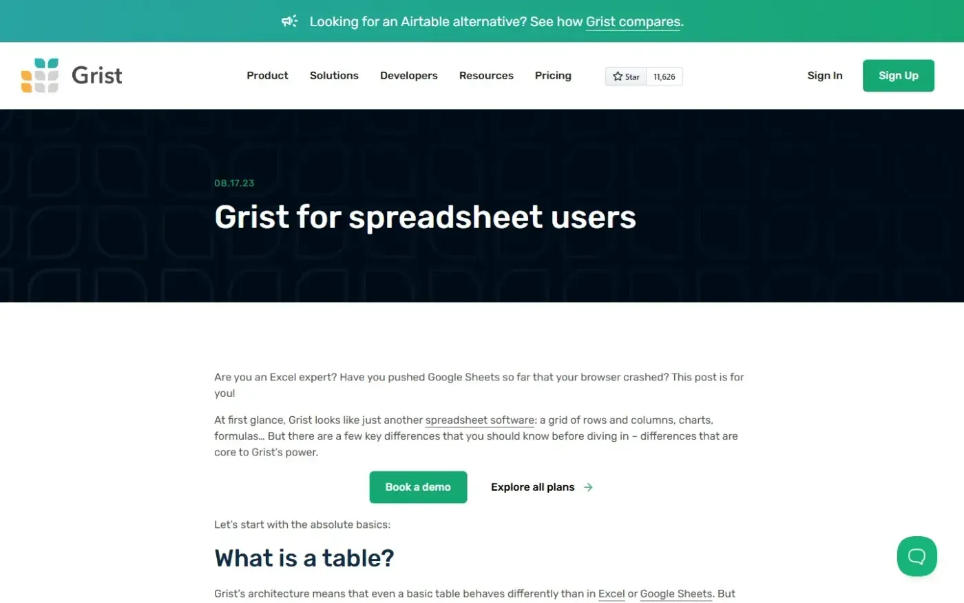 Getgrist — Blog page