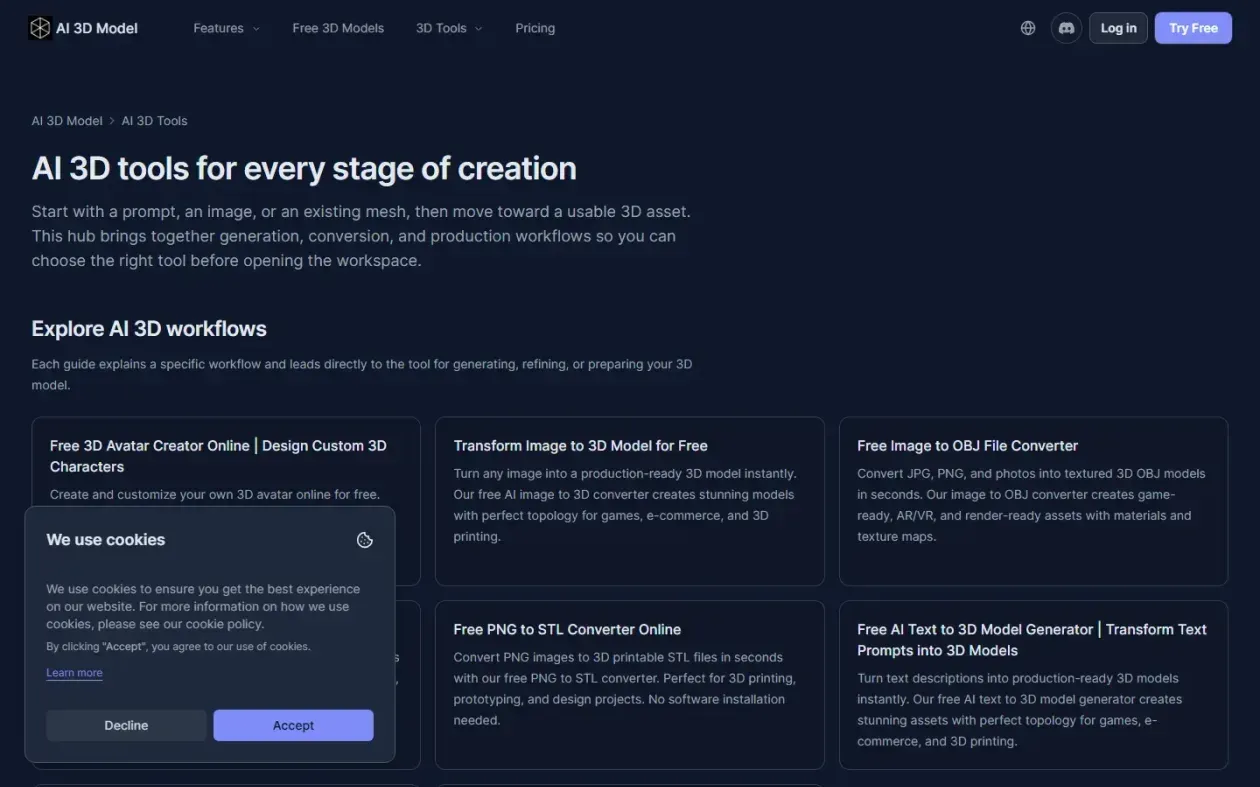 Ai3dmodel — Features page