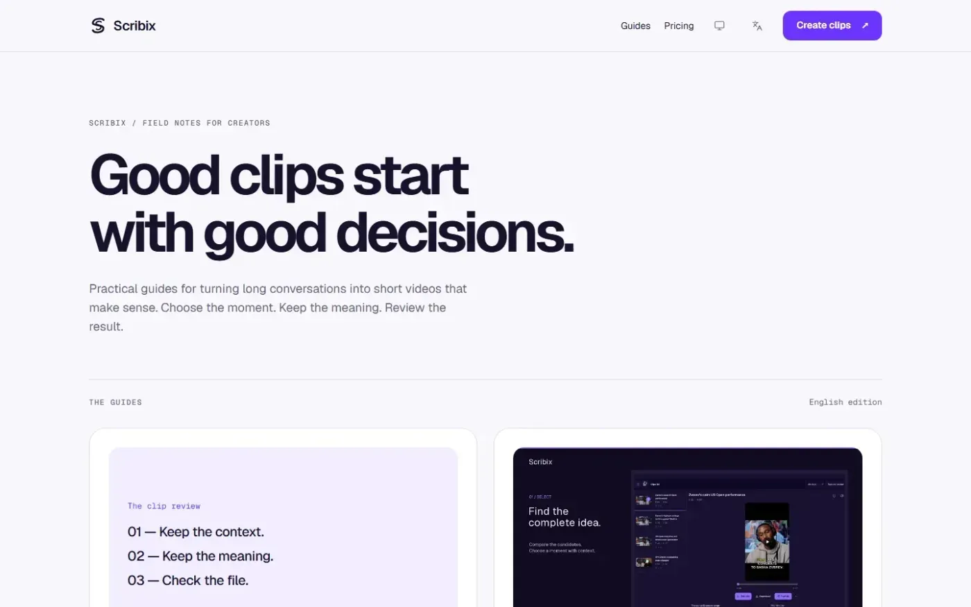 Scribix — Guides page