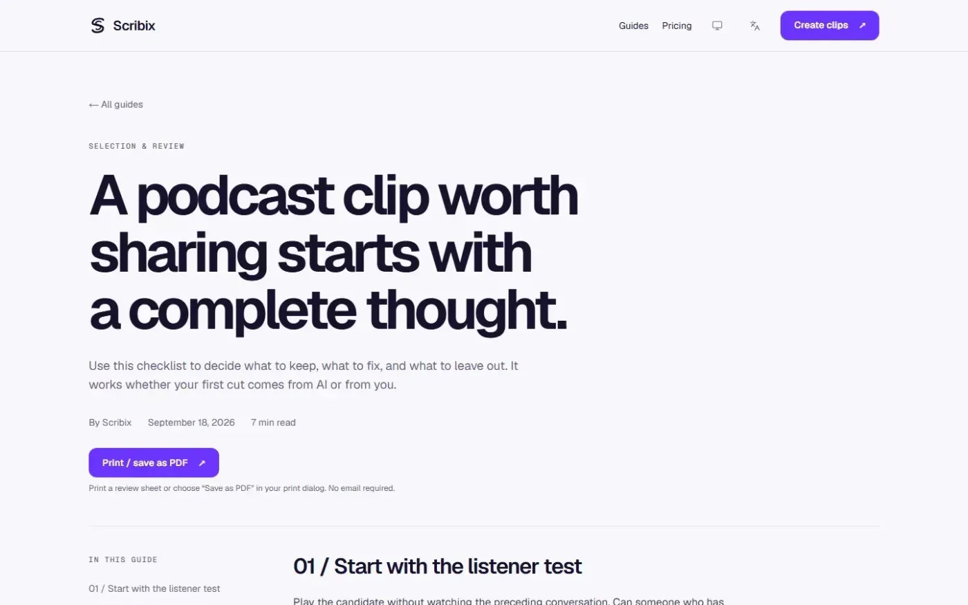 Scribix — Guides page