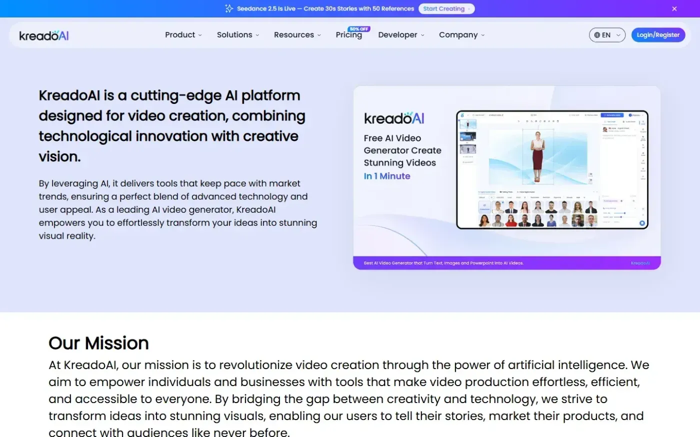 Kreadoai — About us page