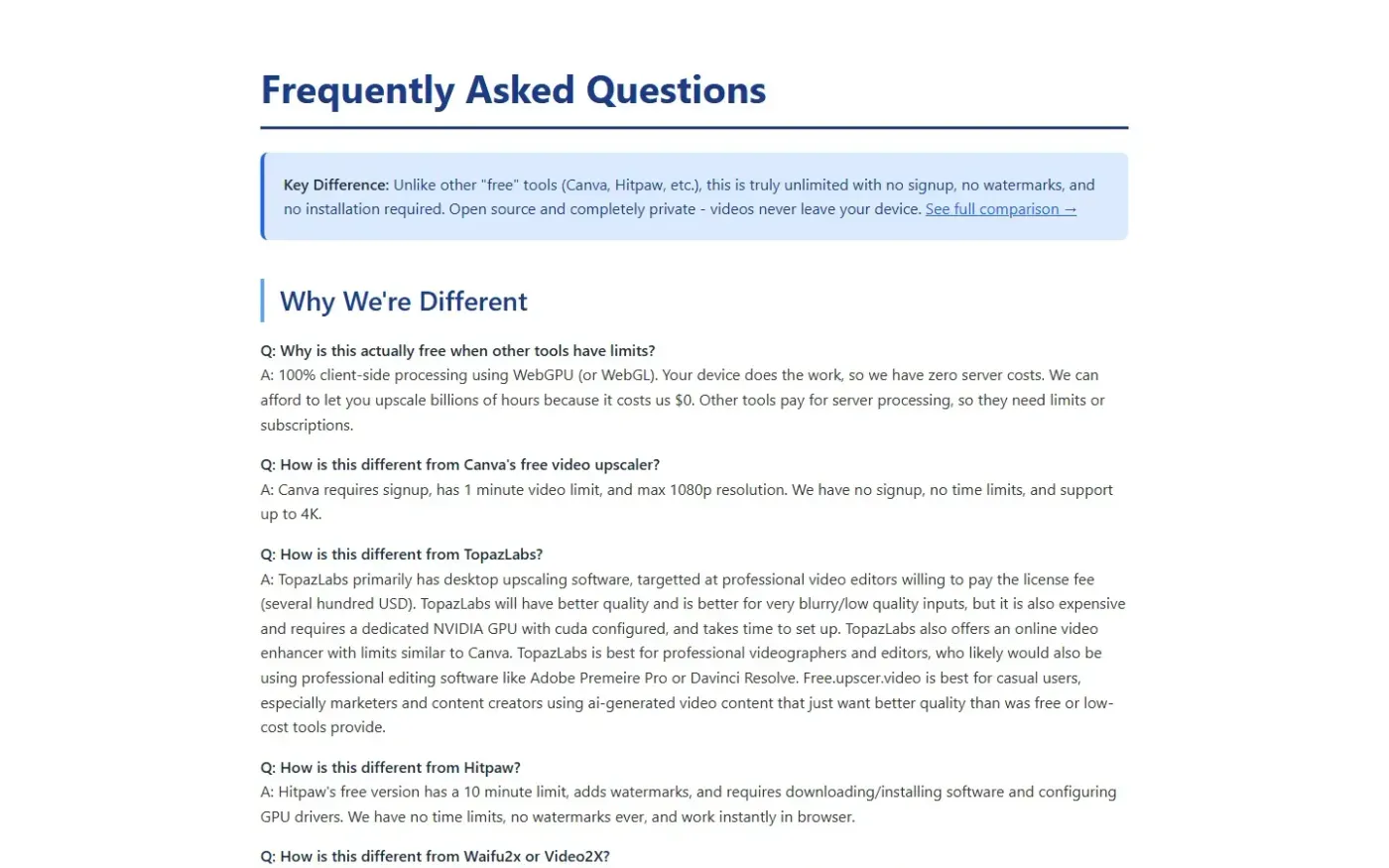 Upscaler — Faq page