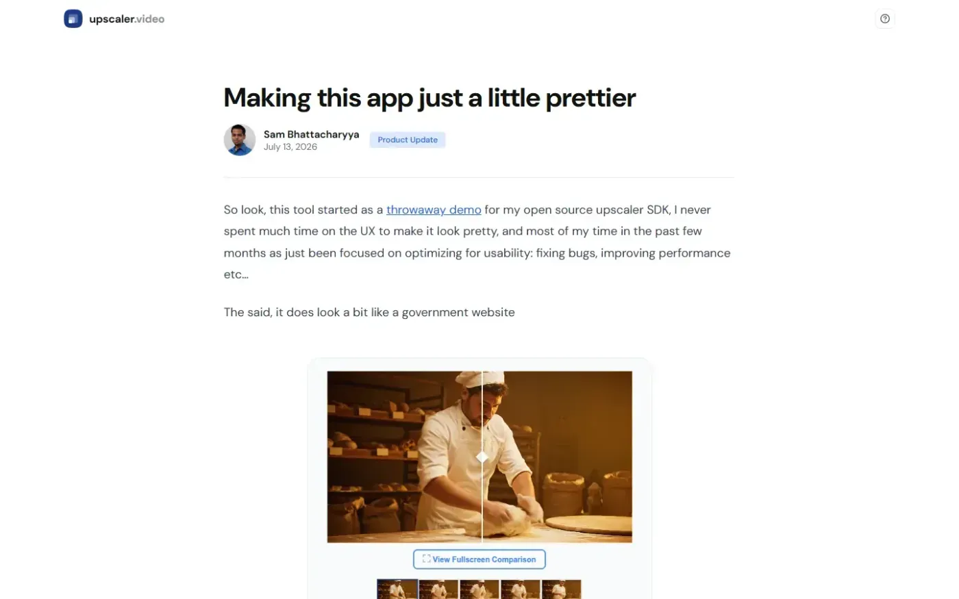 Upscaler — Blog page