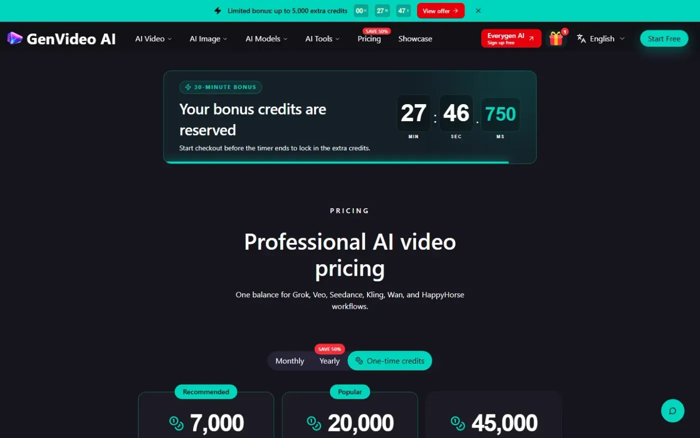 Genvideo — Pricing page