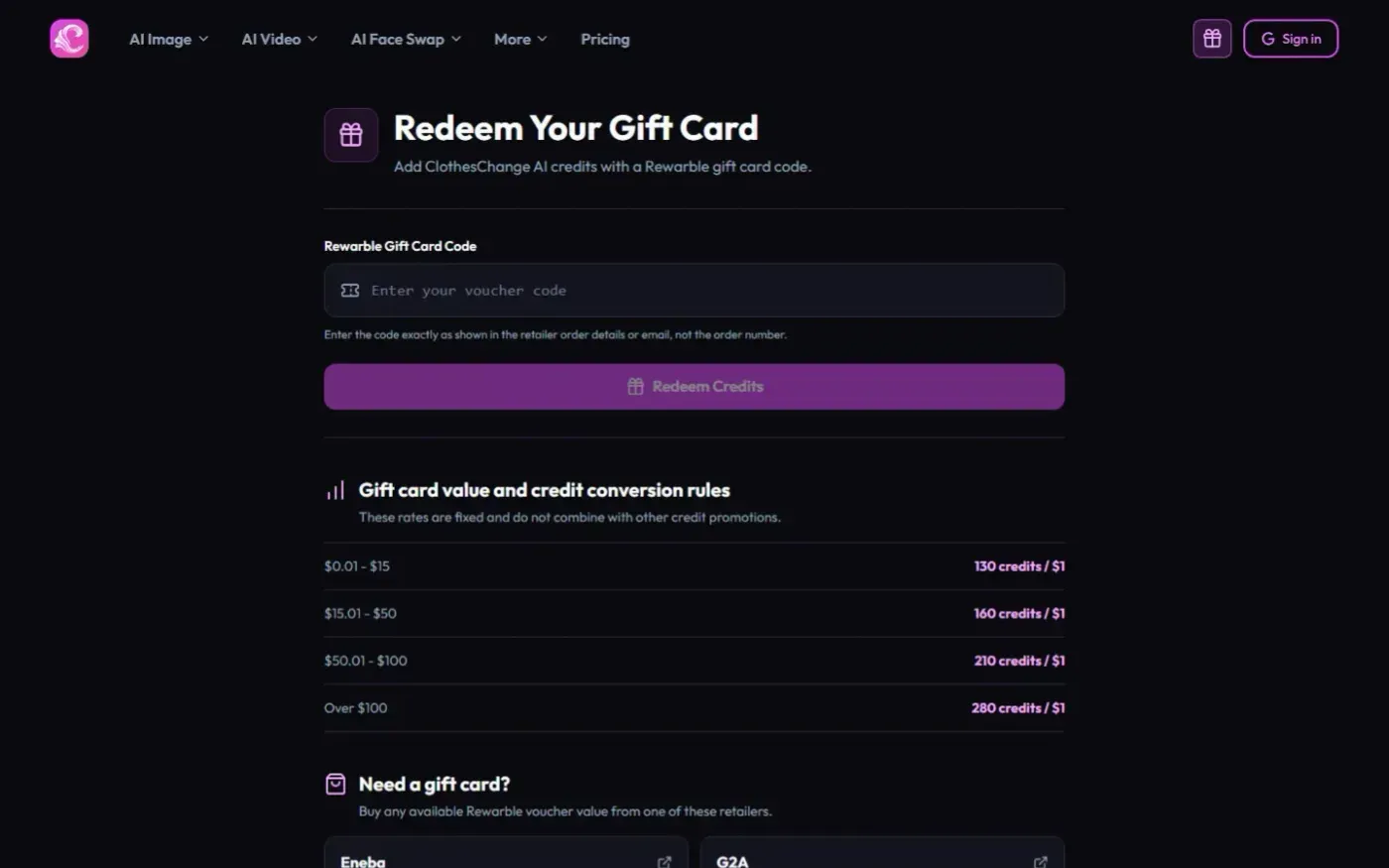 Clotheschange — Rewarble page
