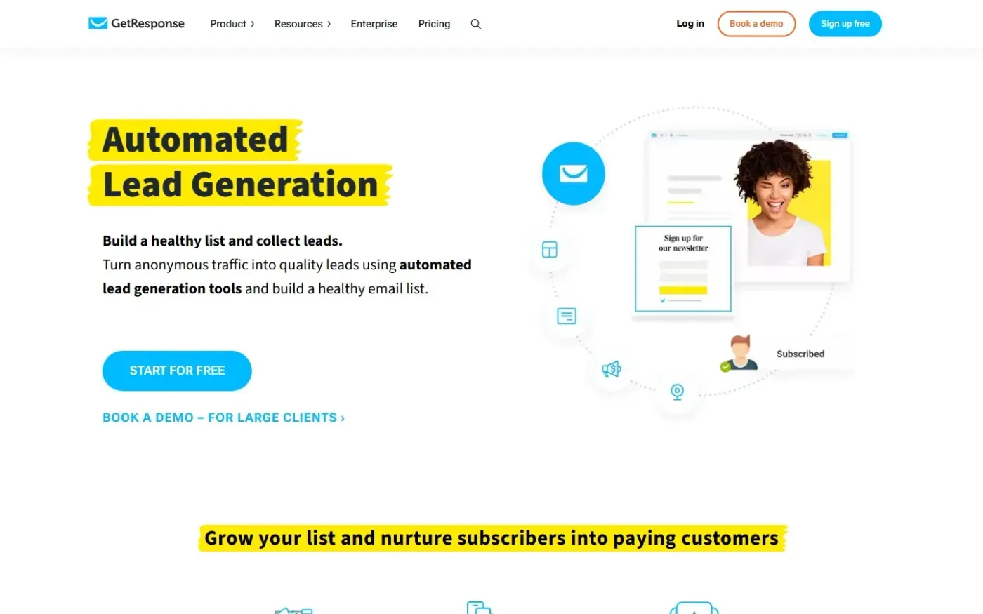 Getresponse — Solutions page