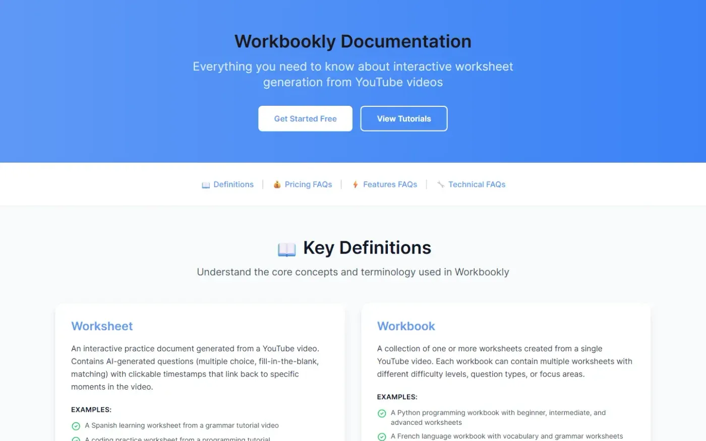 Workbookly — Docs page