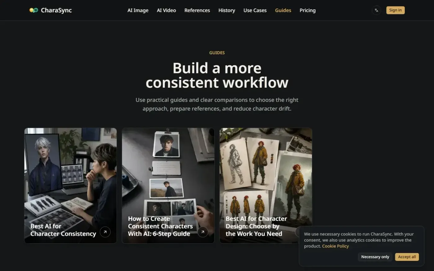 Charasync — Guides page