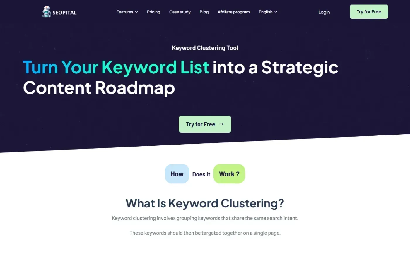Seopital — Features page