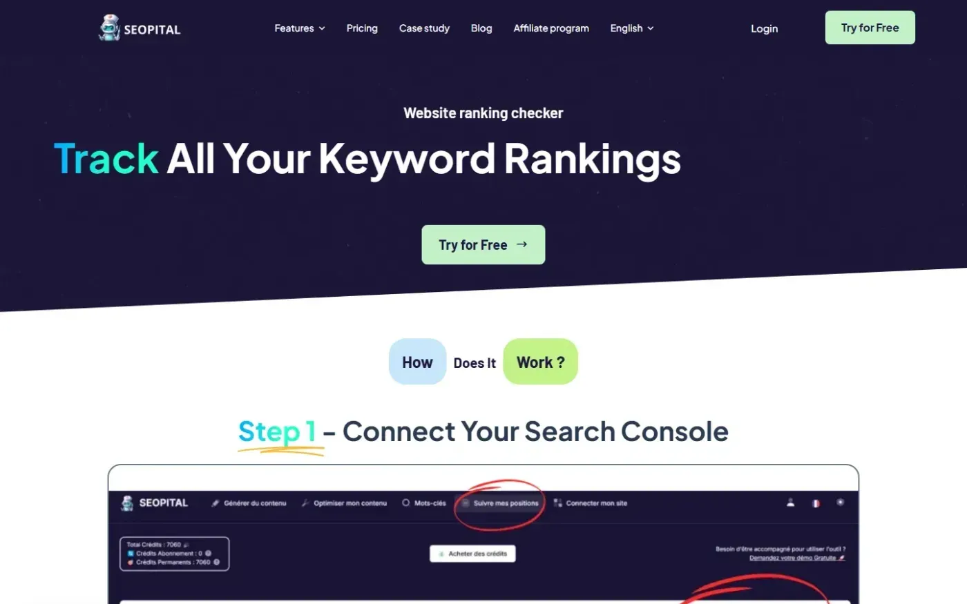 Seopital — Features page