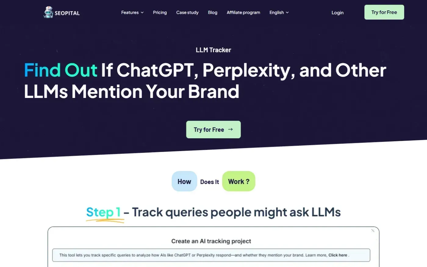 Seopital — Features page