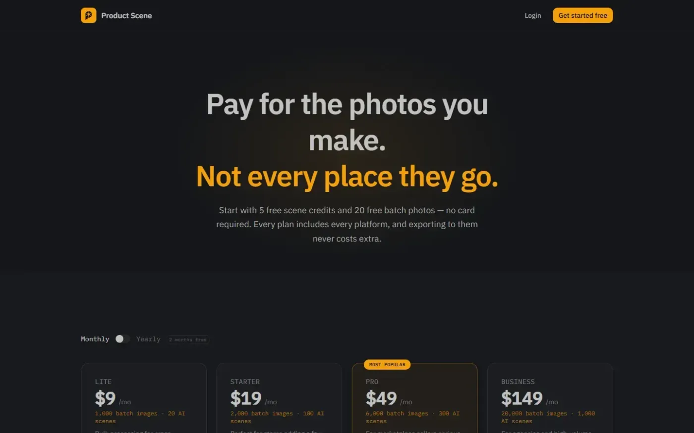 Productscene — Pricing page