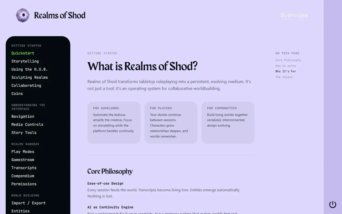 Realmsofshod — Docs page