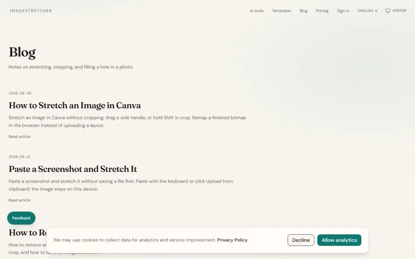 Imagestretcher — Blog page