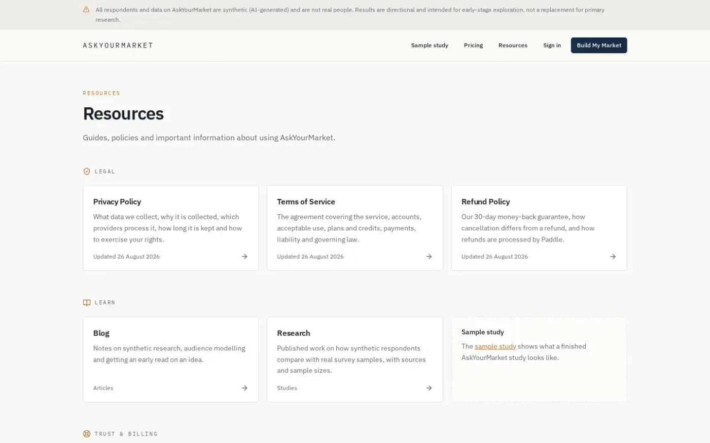 Askyourmarket — Resources page
