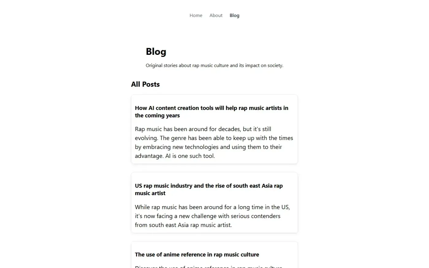 Raplyrics — Blog page